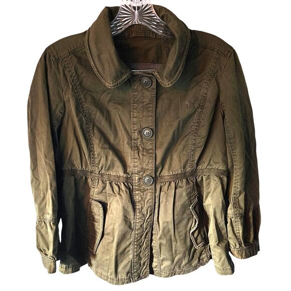 Abercrombie & Fitch Women's Military Green Shacket Jacket Large - Picture 1 of 5